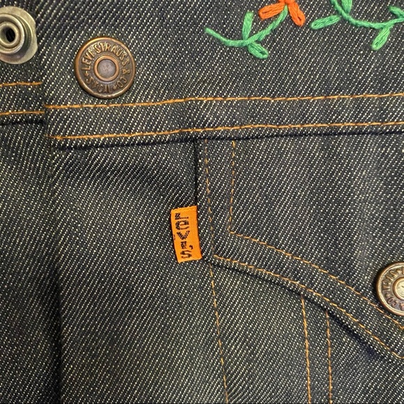 Vintage Levi’s orange tab denim jacket embroidered Glenda children’s size 12 - Picture 8 of 10